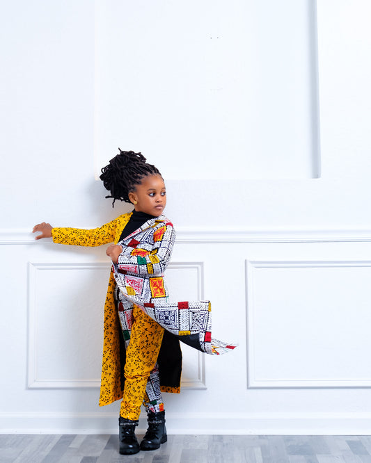 Nifemi Girl's African Print Trench Coat