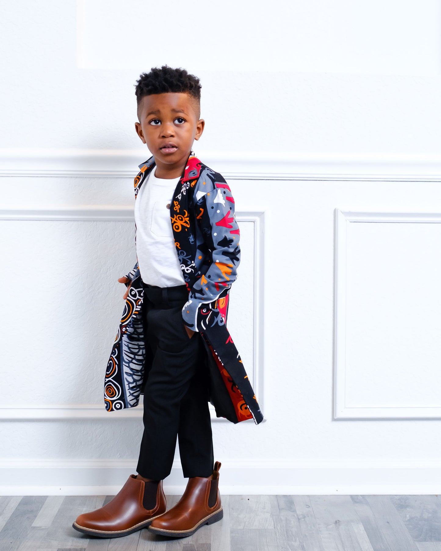 Haley Boy's African Print Trench Coat