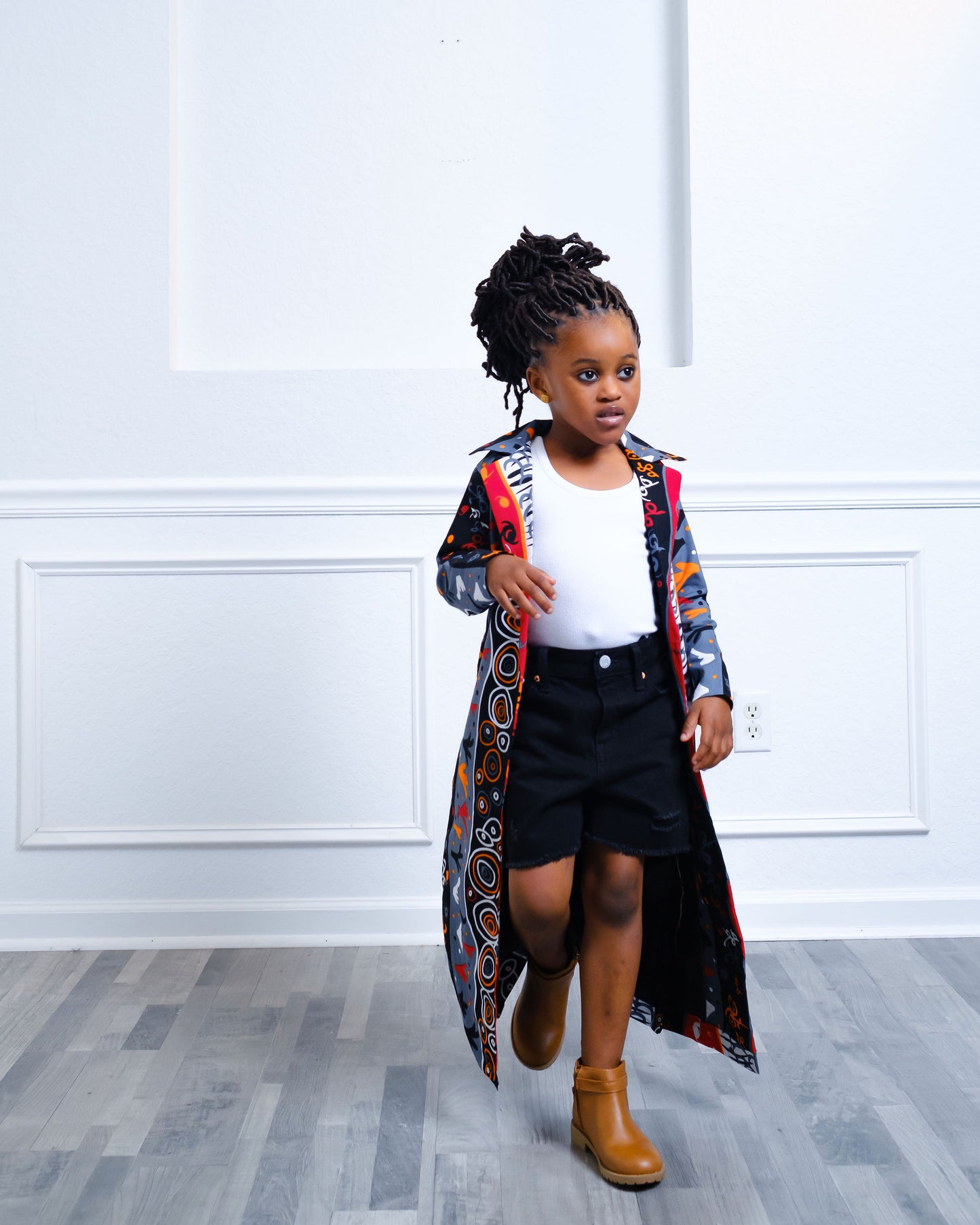 Haley Girl's African Print Trench Coat